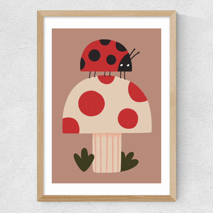 Ladybird And Mushroom Medium Oak Frame Ladybird And Mushroom Medium Oak Frame