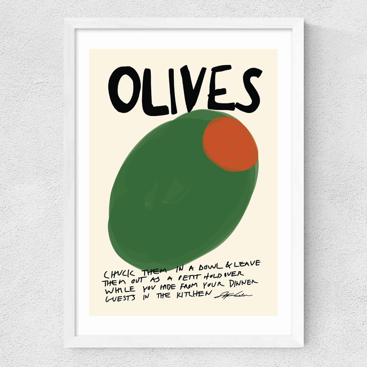 Olives Medium White Frame