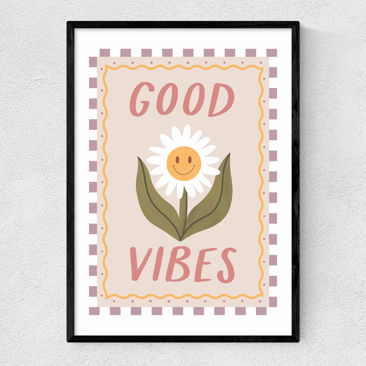 Good Vibes Daisy Narrow Black Frame
