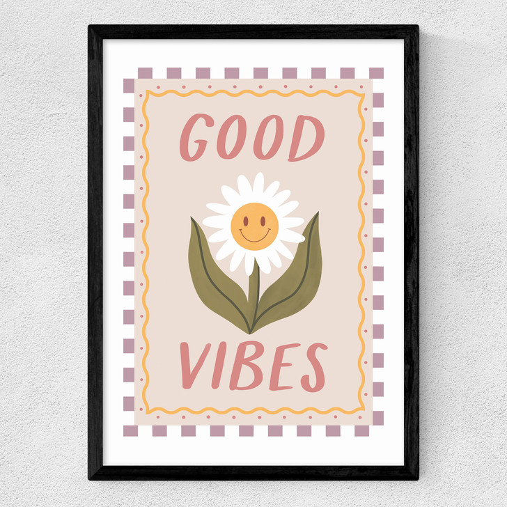 Good Vibes Daisy Medium Black Frame