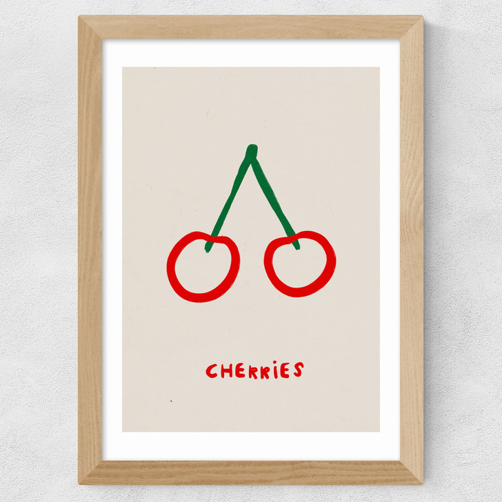 Cherries by SimplyExtraJordanary Wide Oak Frame Cherries by SimplyExtraJordanary Wide Oak Frame
