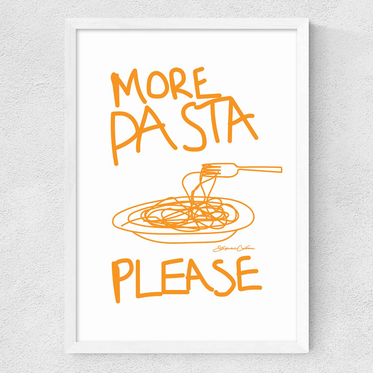 More Pasta Please Medium White Frame