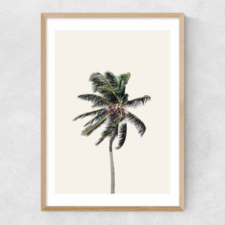 Palm Tree I Narrow Oak Frame