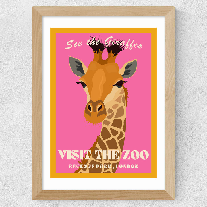 Zoo Giraffe Wide Oak Frame Zoo Giraffe Wide Oak Frame