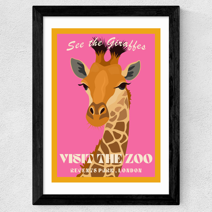 Zoo Giraffe Wide Black Frame