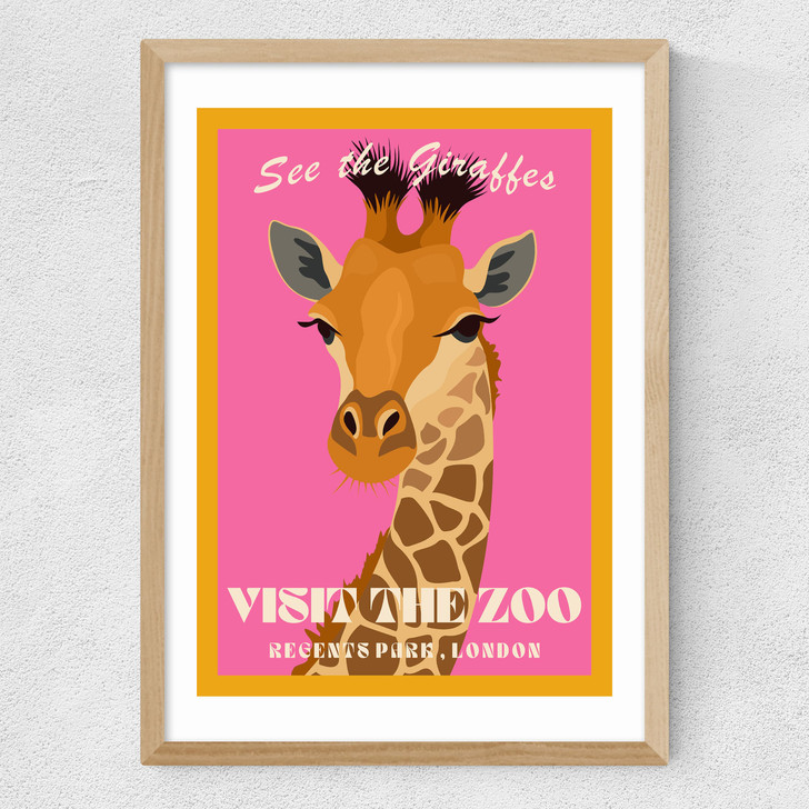 Zoo Giraffe Medium Oak Frame