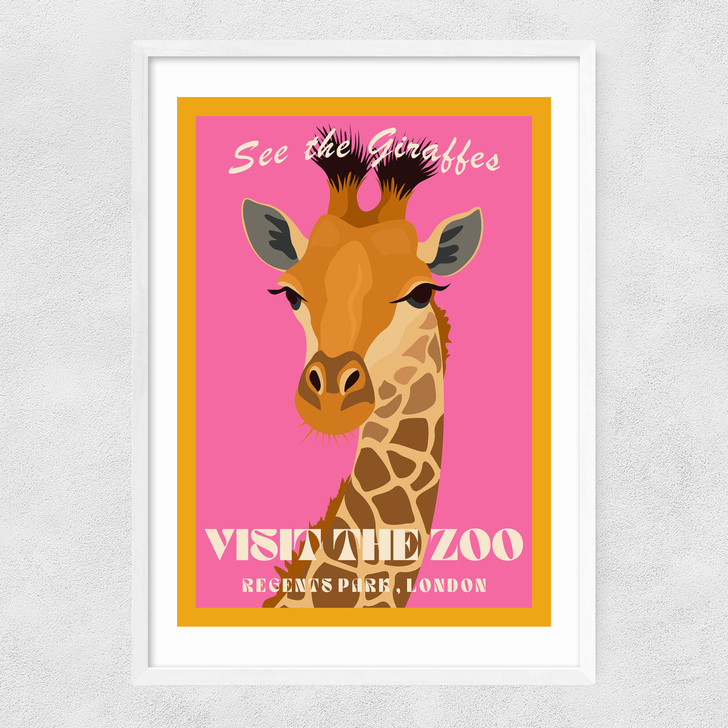 Zoo Giraffe Narrow White Frame