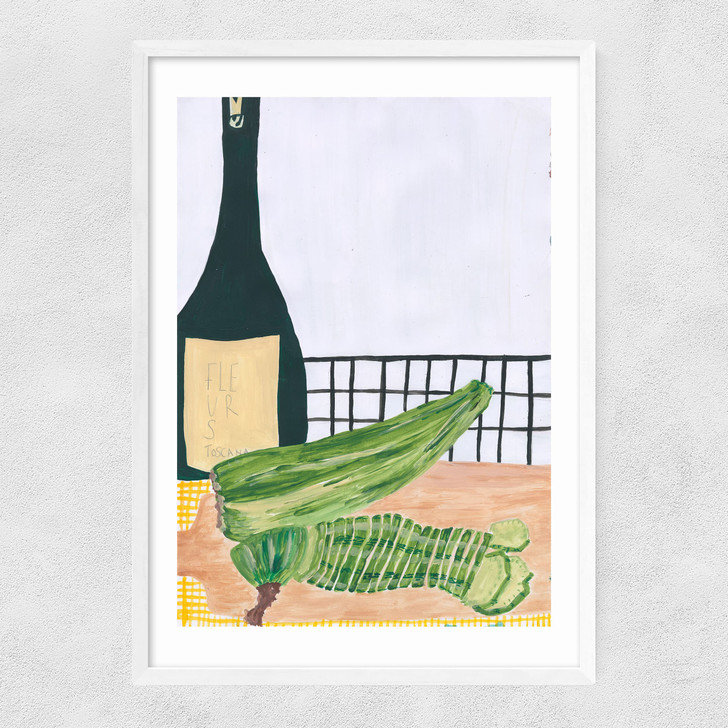 Zucchini by Lucy Muss Narrow White Frame Zucchini by Lucy Muss Narrow White Frame