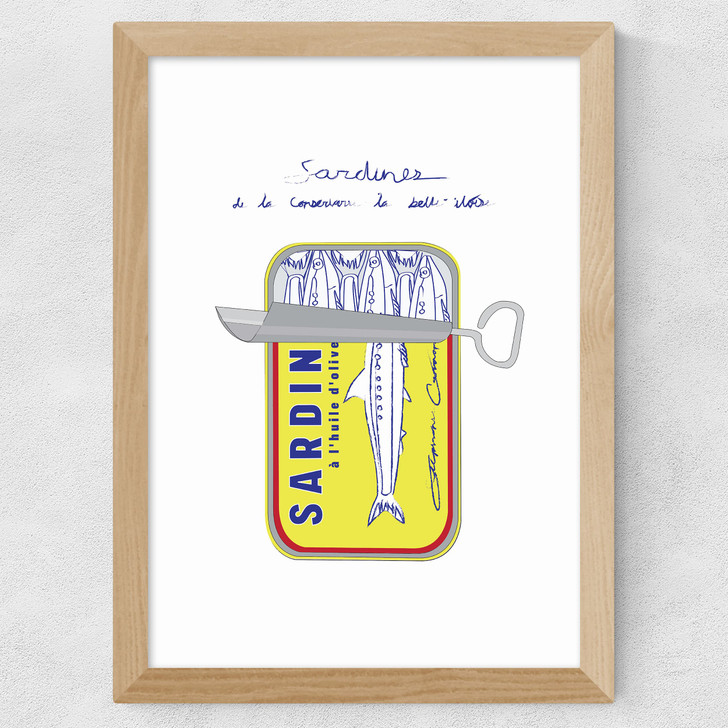 Sardines by Stephanie Cardona Wide Oak Frame