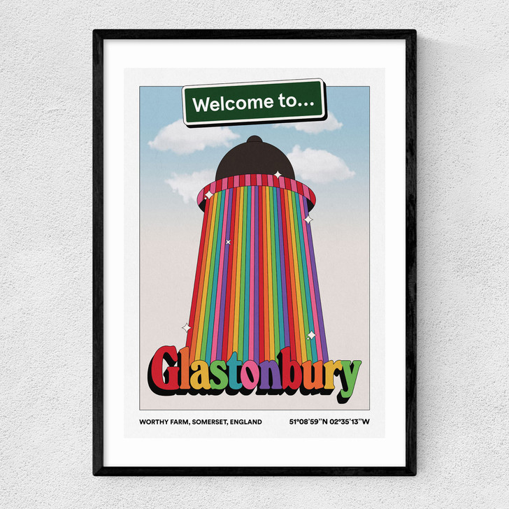 Welcome to Glasto Narrow Black Frame Welcome to Glasto Narrow Black Frame
