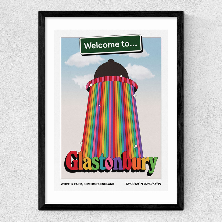 Welcome to Glasto Medium Black Frame Welcome to Glasto Medium Black Frame