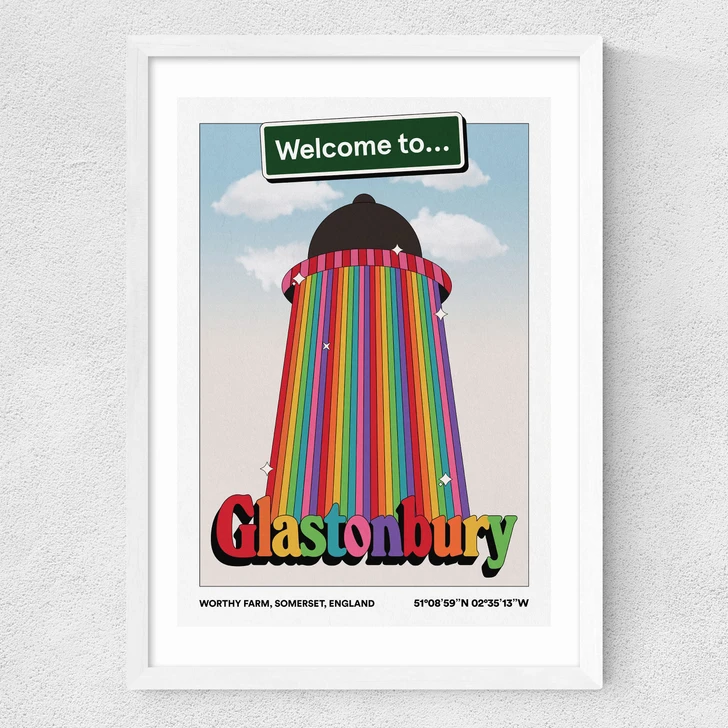 Welcome to Glasto Medium White Frame