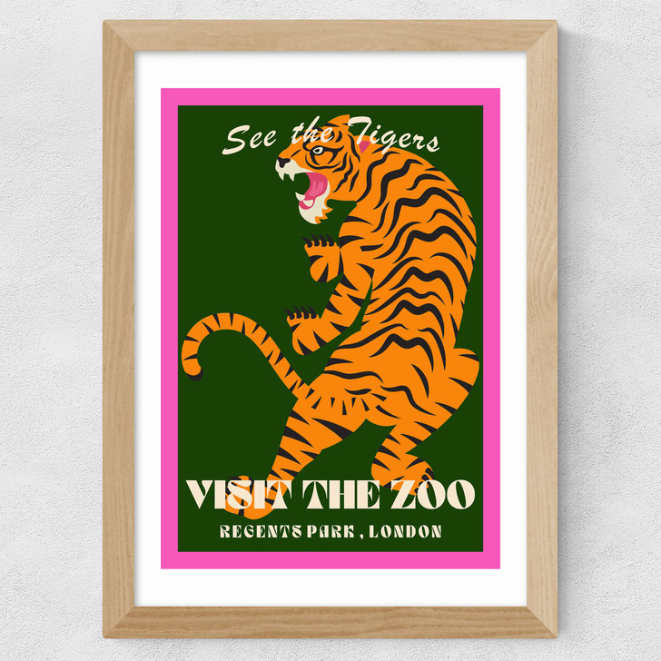 Zoo Tiger Wide Oak Frame Zoo Tiger Wide Oak Frame