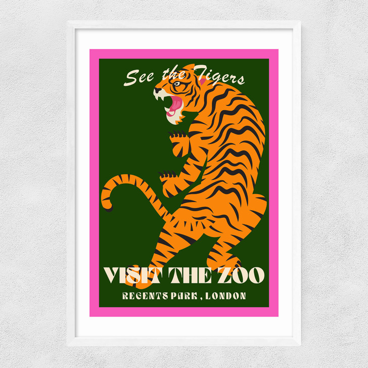 Zoo Tiger Narrow White Frame Zoo Tiger Narrow White Frame