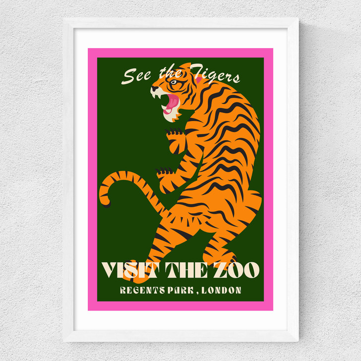 Zoo Tiger Medium White Frame Zoo Tiger Medium White Frame