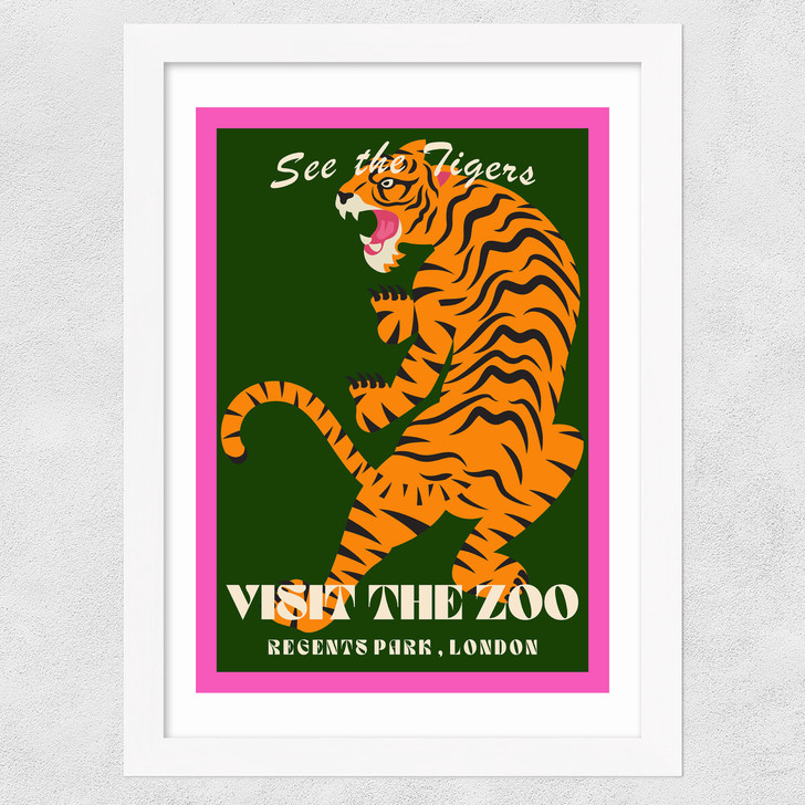Zoo Tiger Wide White Frame Zoo Tiger Wide White Frame