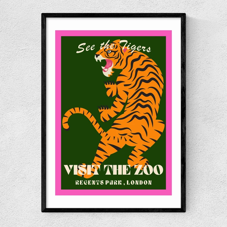 Zoo Tiger Narrow Black Frame