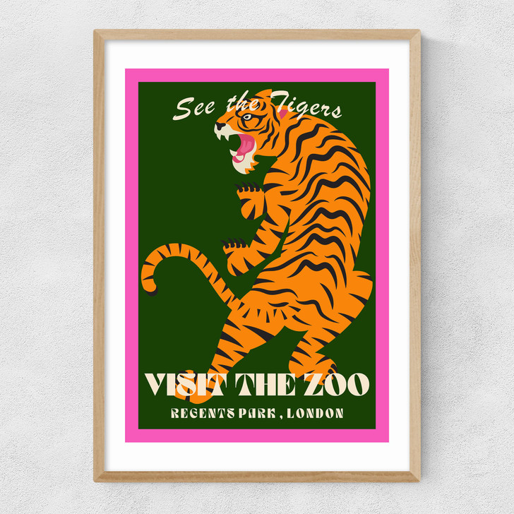 Zoo Tiger Narrow Oak Frame