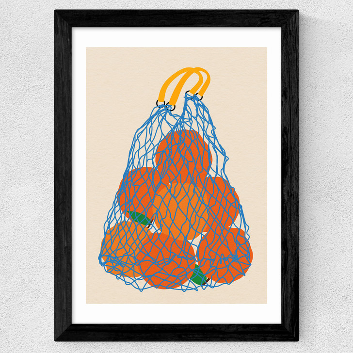 Oranges In a Net Bag Wide Black Frame Oranges In a Net Bag Wide Black Frame