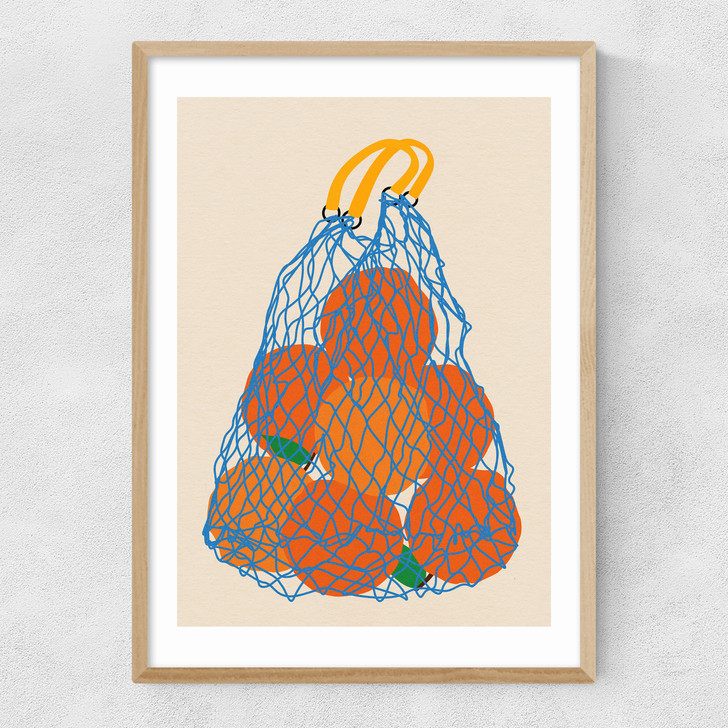Oranges In a Net Bag Narrow Oak Frame Oranges In a Net Bag Narrow Oak Frame