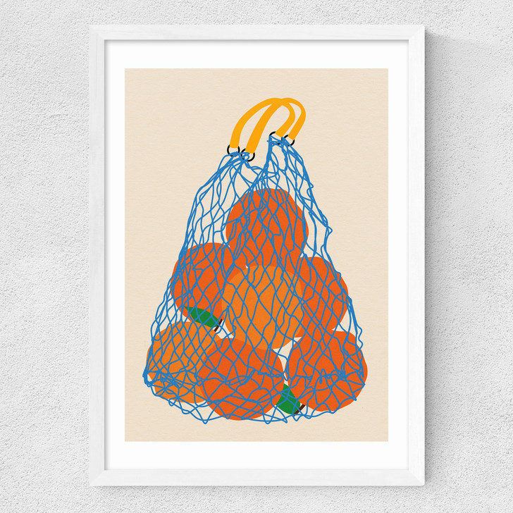 Oranges In a Net Bag Medium White Frame Oranges In a Net Bag Medium White Frame