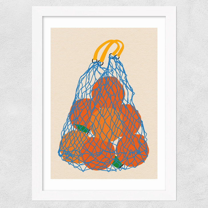 Oranges In a Net Bag Wide White Frame Oranges In a Net Bag Wide White Frame
