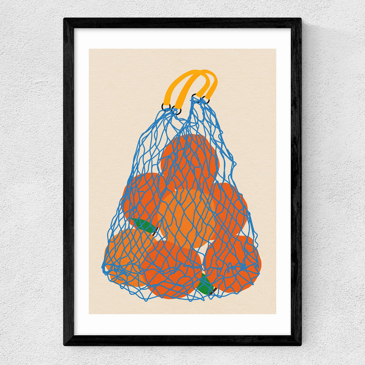 Oranges In a Net Bag Medium Black Frame