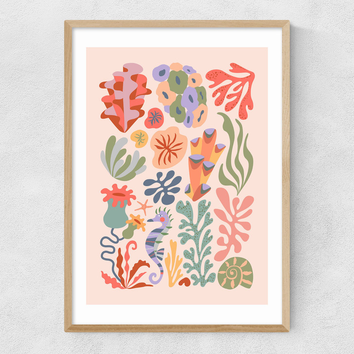 Coral by Rachel Lee Narrow Oak Frame Coral by Rachel Lee Narrow Oak Frame