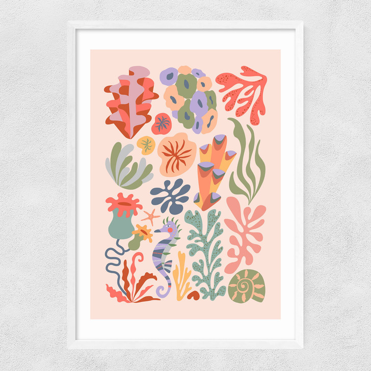 Coral by Rachel Lee Narrow White Frame Coral by Rachel Lee Narrow White Frame