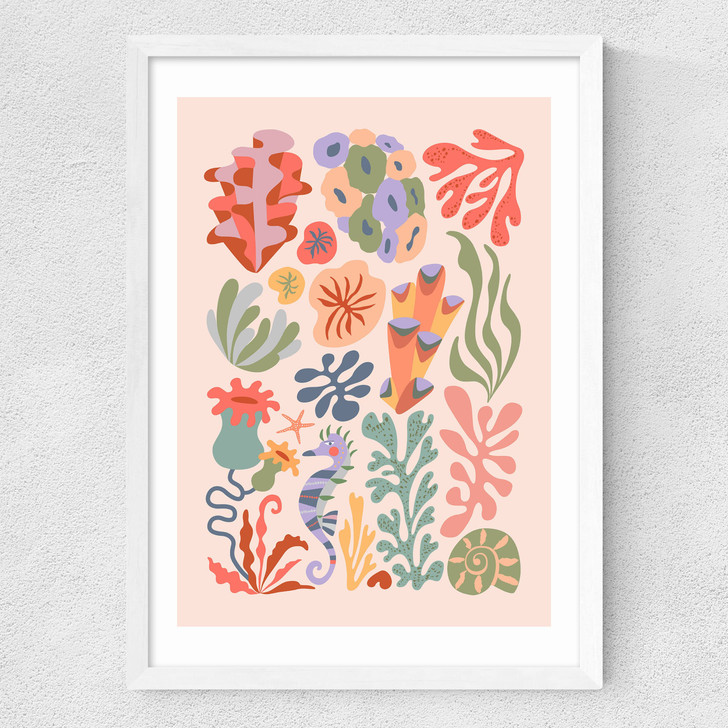 Coral by Rachel Lee Medium White Frame Coral by Rachel Lee Medium White Frame