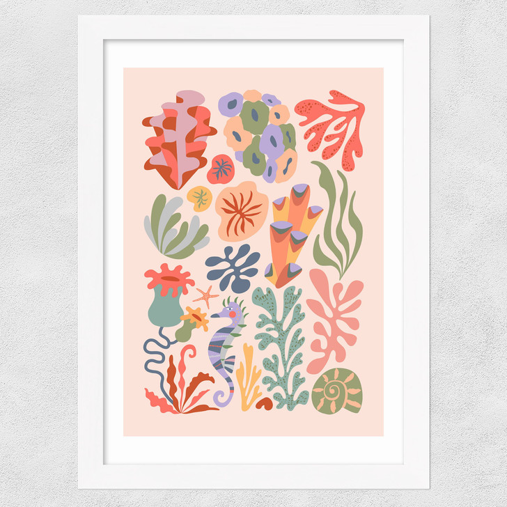 Coral by Rachel Lee Wide White Frame Coral by Rachel Lee Wide White Frame