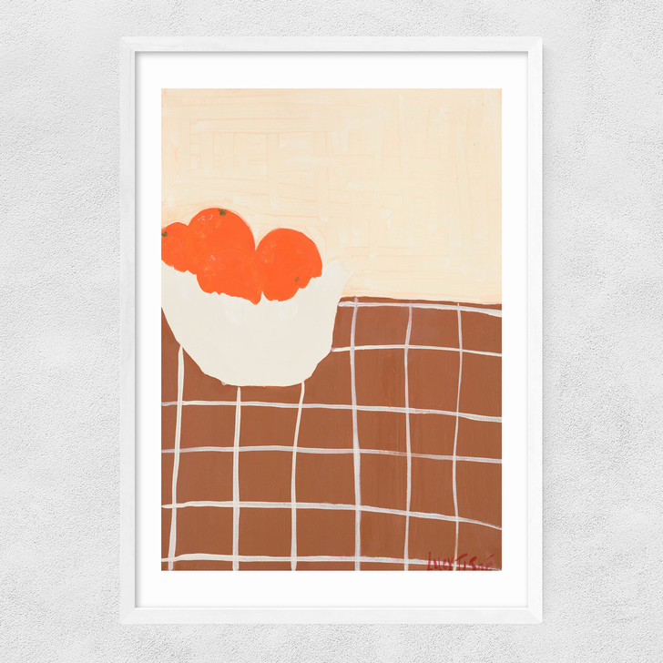 Oranges by Lucy Muss Narrow White Frame