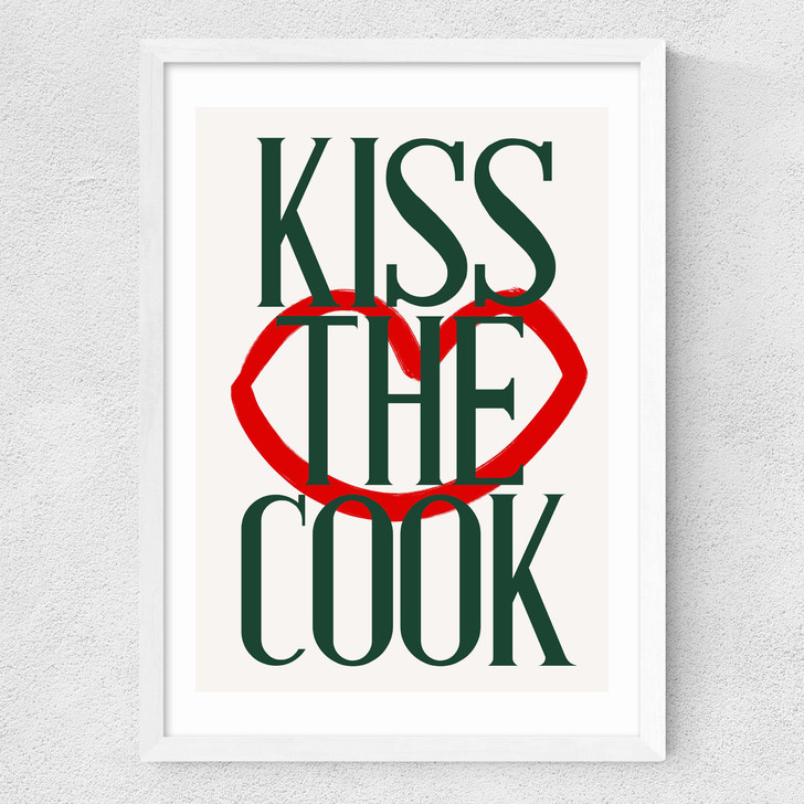 Kiss The Cook Medium White Frame