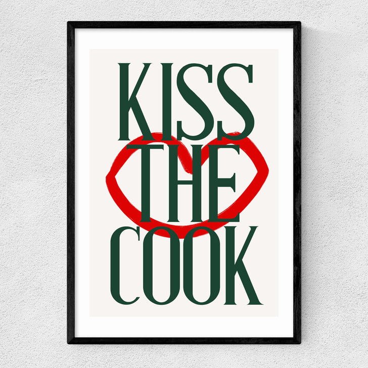 Kiss The Cook Narrow Black Frame