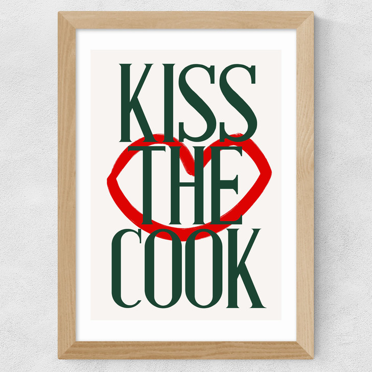 Kiss The Cook Wide Oak Frame