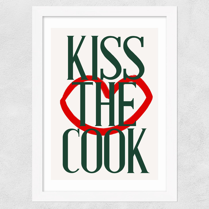 Kiss The Cook Wide White Frame