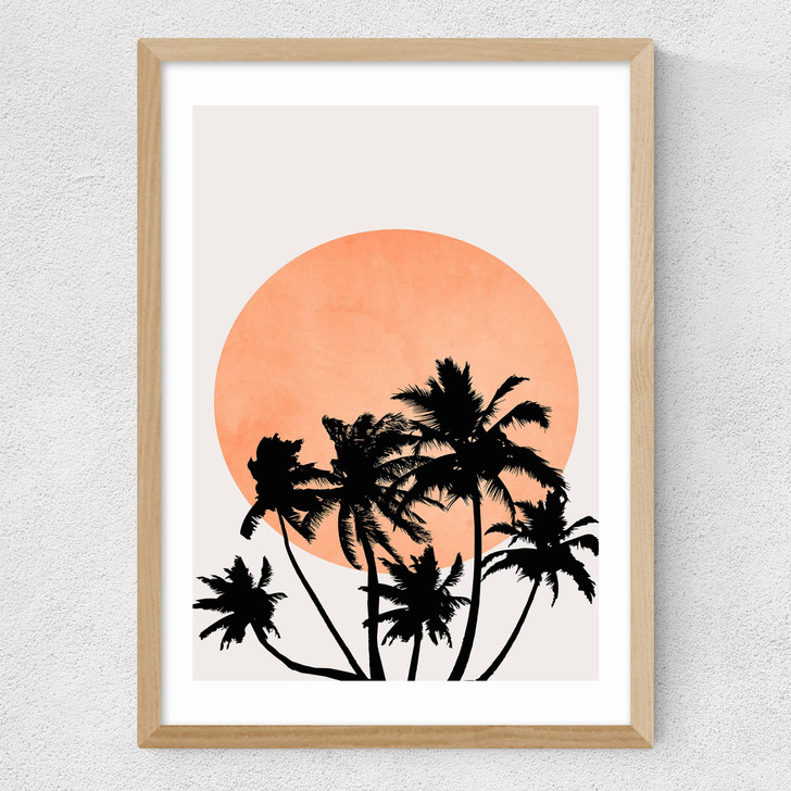 Miami Beach Peach Medium Oak Frame