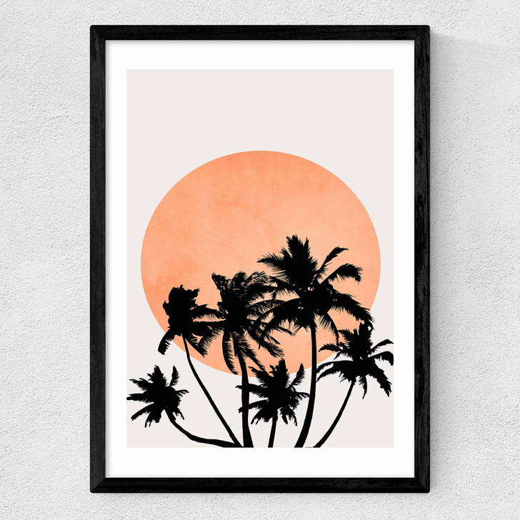 Miami Beach Peach Medium Black Frame