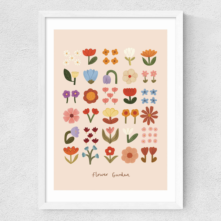 Flower Garden Soft Pink Medium White Frame Flower Garden Soft Pink Medium White Frame