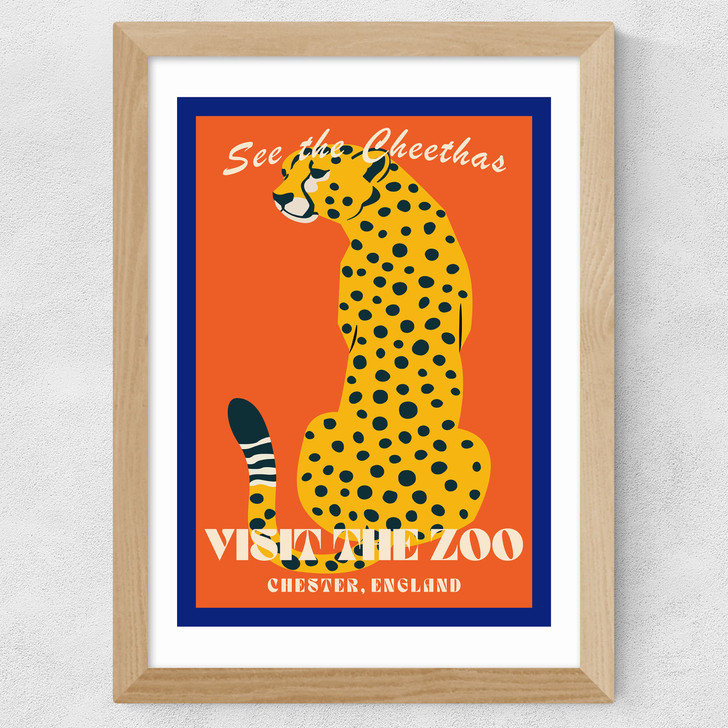 Zoo Cheetah Wide Oak Frame