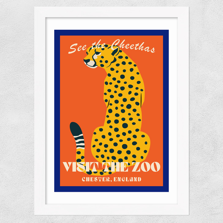 Zoo Cheetah Wide White Frame