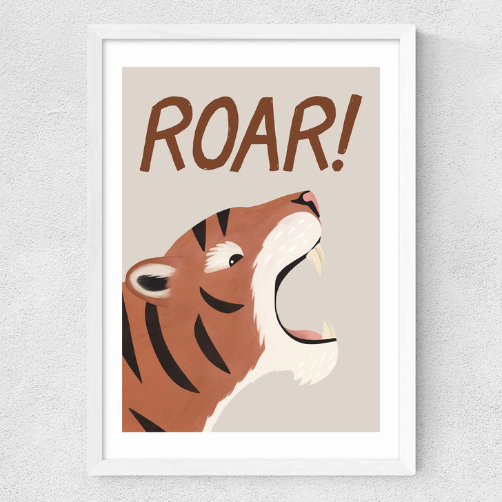 Roar Tiger Stone Medium White Frame