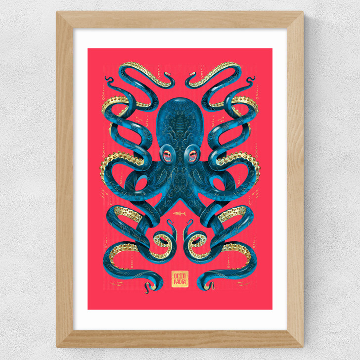Octopus (Magenta) Wide Oak Frame