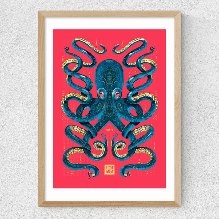 Octopus (Magenta) Medium Oak Frame