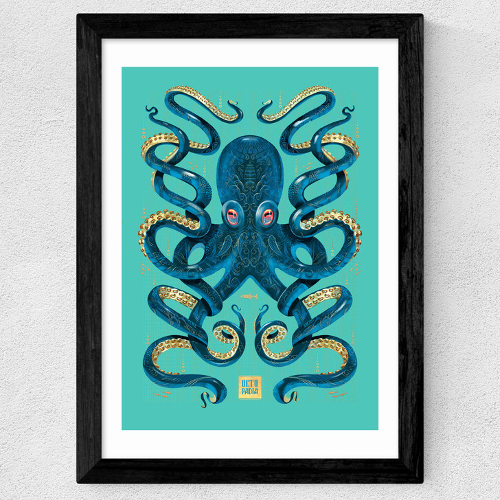 Octopus (Blue) Wide Black Frame Octopus (Blue) Wide Black Frame