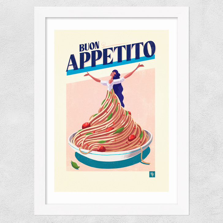Buon Appettito Wide White Frame