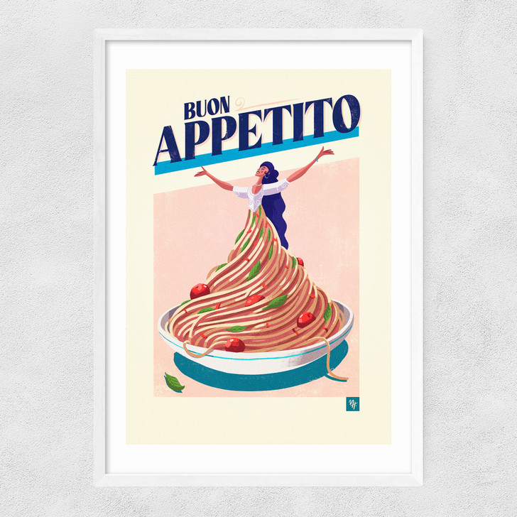 Buon Appettito Narrow White Frame