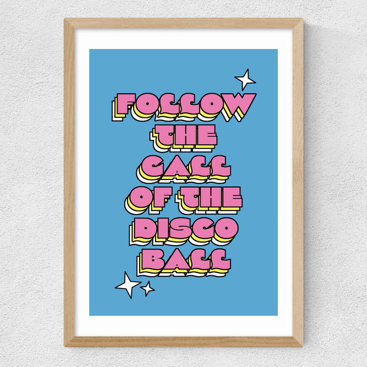 Disco Ball by The Violet Eclectic Medium Oak Frame