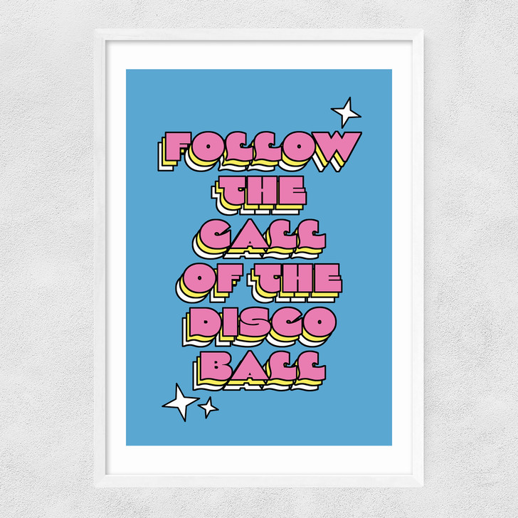Disco Ball by The Violet Eclectic Narrow White Frame