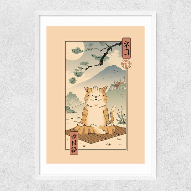 Zen Neko Narrow White Frame
